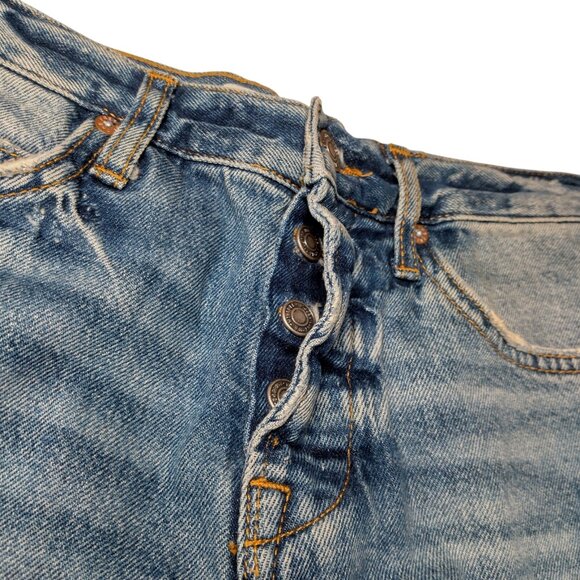 Free People Jeans 25 R Button Fly Distressed Cropped Frayed Holes Hippie Pants - Picture 7 of 16